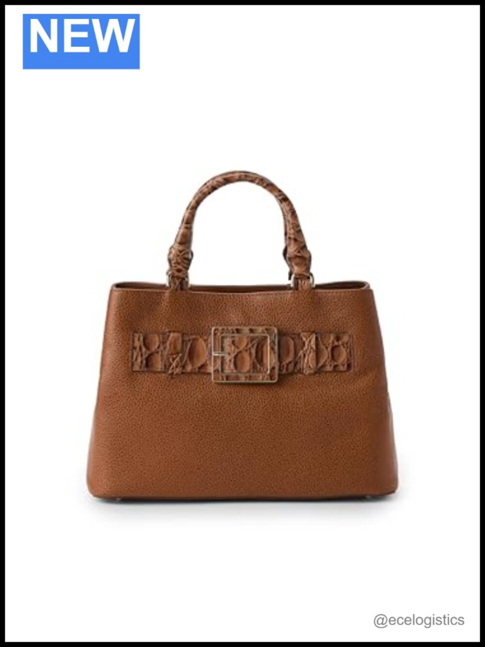 Small Leather Satchel Handbag with Magnetic Closure and Crossbody Strap
